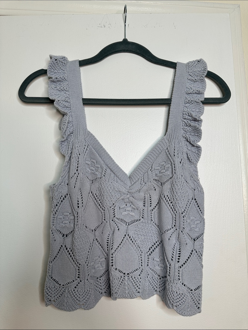Chelsea & Violet Light Gray Open-Knit Sweater